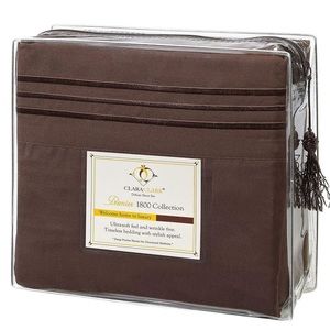 CHOCOLATE DELUXE MICROFIBER BED SHEET SET, CLARA CLARK® PREMIER 1800 COLLECTION